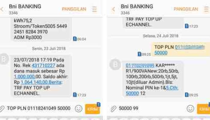Cara Beli Token Listrik Di BNI Dengan SMS Banking