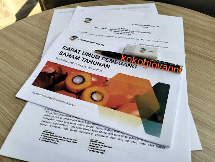 Cisadane Sawit Raya (CSRA) Umumkan Pembagian Dividen Tunai Interim Sebesar Rp25 Miliar.